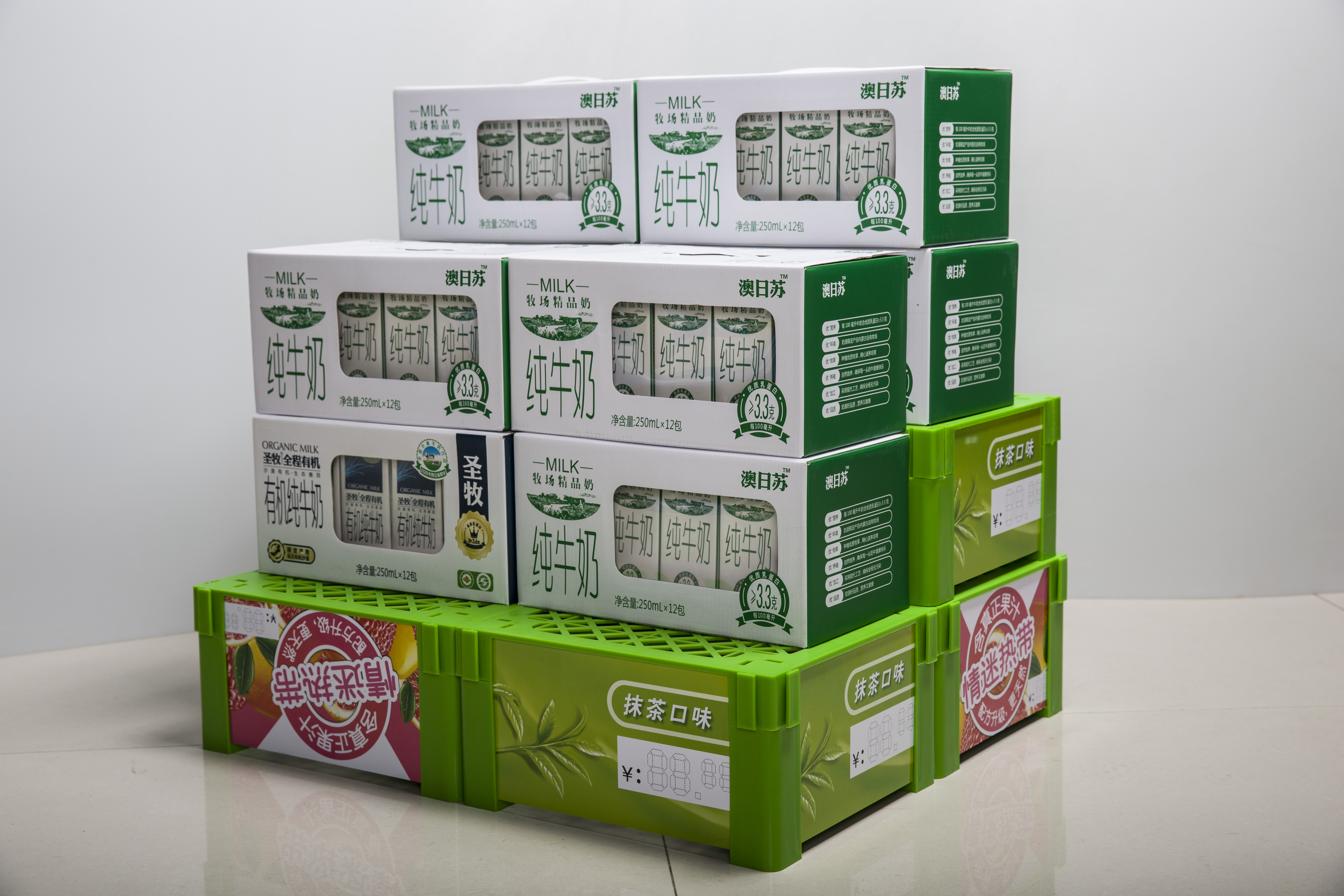 Ecobox XS-009 leite plástico Standees display em massa tg para supermercado