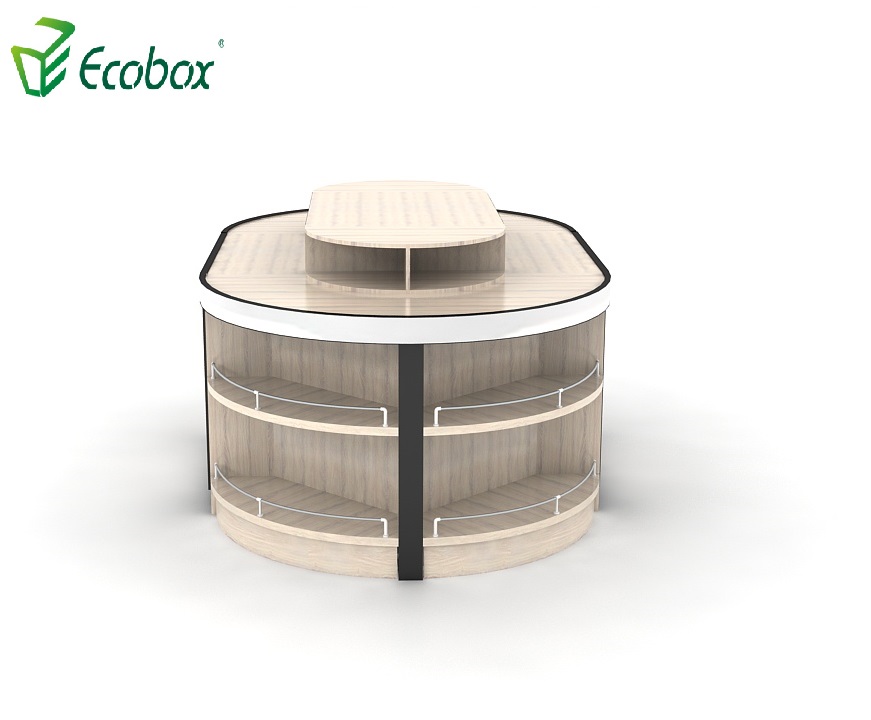 Ecobox GMG-002 Armários de supermercado de madeira de aço expositores de prateleiras de ilha