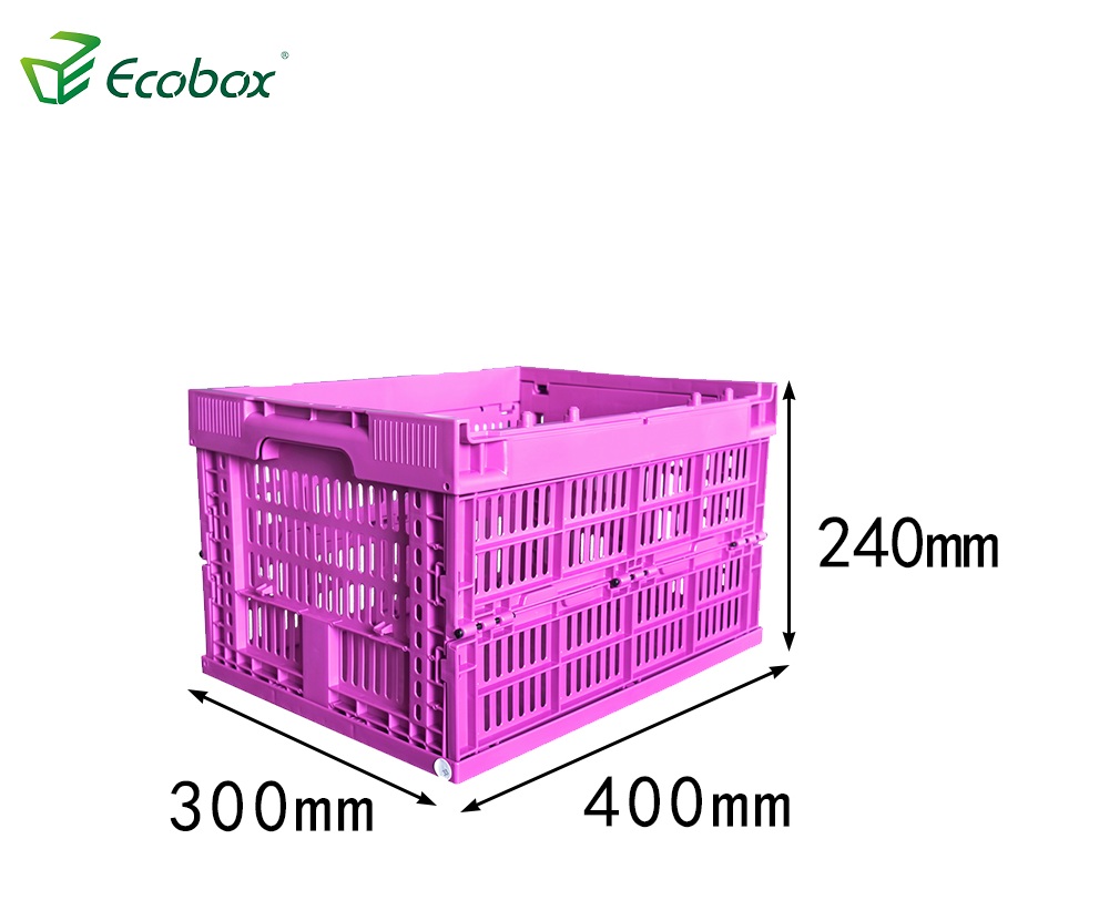 Ecobox caixa móvel dobrável de plástico reutilizável para transporte roxo