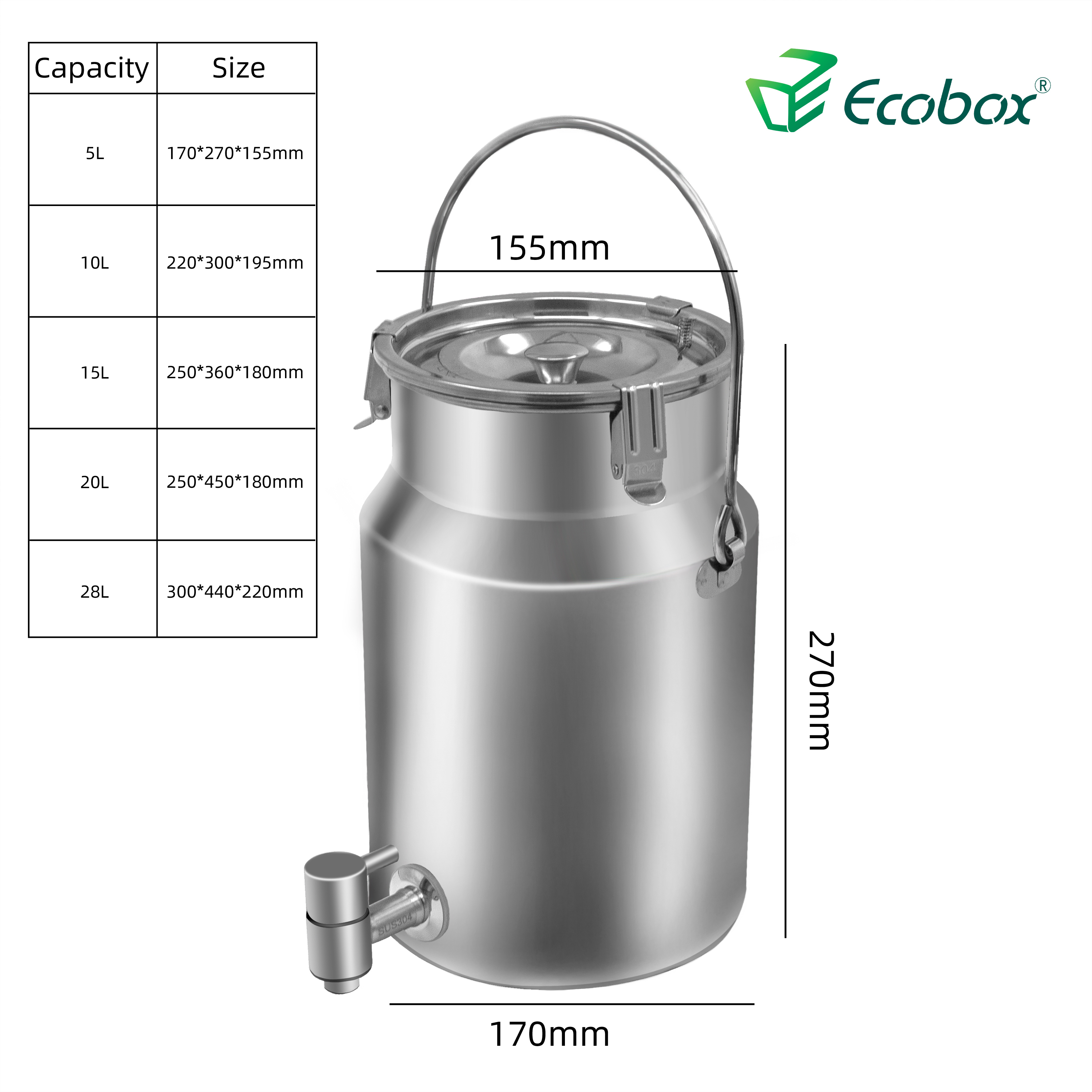 Recipiente dispensador de tambor líquido de óleo de qualidade alimentar ecobox para lojas zerowaste
